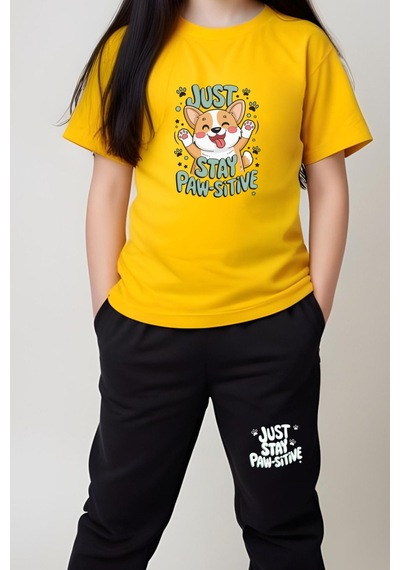 Panios Kids Just Stay Paw Baskılı Kız Çocuk Tişört Ve Eşofman Alt-üst Takım Sarı Panios Kids Just Stay Paw Baskılı Kız Çocuk Tişört Ve Eşofman Alt-üst Takım Sarı