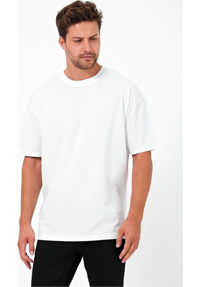 Urbantrendstore Unisex Sade Basic Yazlık Beyaz Siyah Tshirt Oversize Fit Rahat Geniş Salaş T-shirt Günlük Tişört Sağlam Yırtılmaz Ter Emici Cotton