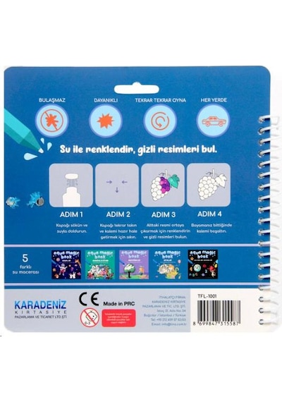 Lino Aqua Magic Book Kıtalar sihirli Boyama Kitabı Tfl-1001
