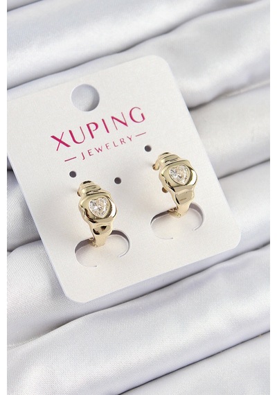 Xuping Zirkon Taşlı Kalp Model Gold Renk Kadın Küpe - Lisinya Çok Renkli