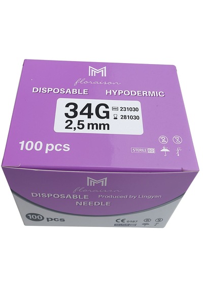 Mezoterapi İğne Ucu 34g 2,5 Mm 100 Adet / Kutu