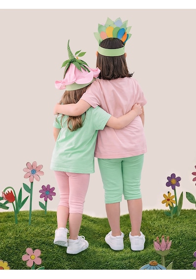 Denokids Kız Çocuk Tayt 2'li Paket Pamuk Pembe ve Mint Tayt Yazlık