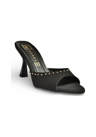 Fox Shoes Y518191204 Siyah Kumaş İnce Topuklu Kadın Terlik Siyah
