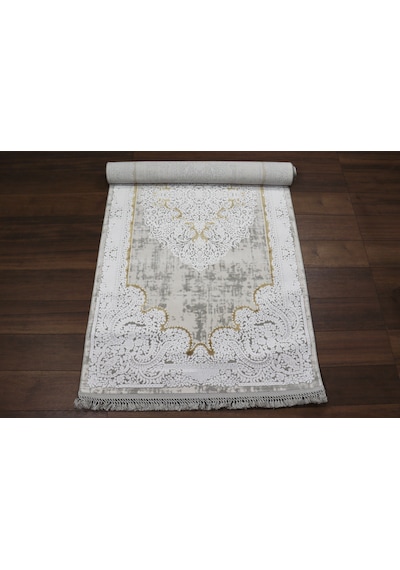Nostalji Seri Gold Klasik Motifli Altı Kaymaz Makine Dokuma Halı 13418-836 Beyaz