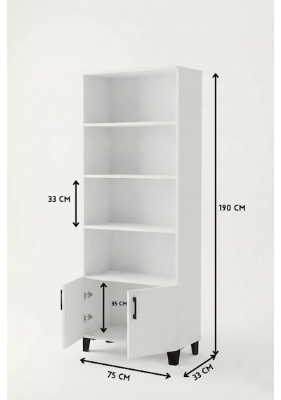 Çok Amaçlı Kitaplık Suntalam Beyaz 75x190 Çok Renkli