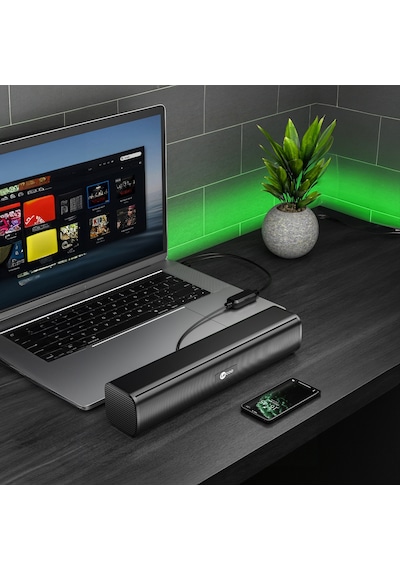Lecoo DS107 Kablolu USB/AUX Stereo 6W Soundbar Taşınabilir Hoparlör Siyah