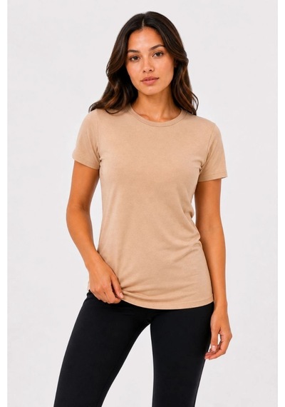 Wear Vexel Kadın Basic Tişört Bisiklet Yaka Kısa Kol Günlük Yazlık Slim Fit T-shirt - Bej Bej Wear Vexel Kadın Basic Tişört Bisiklet Yaka Kısa Kol Günlük Yazlık Slim Fit T-shirt - Bej Bej