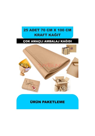 25 Adet 70cm X 100cm 100 Gr. Kraft Ambalaj Kağıdı, Çeyiz Ev Eşyası Hediye Ürün Paketleme, Çocuk Etkinlikleri