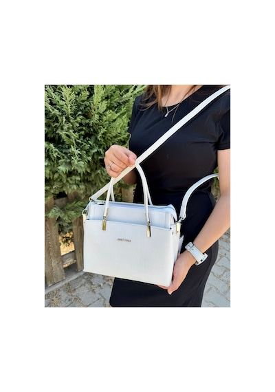 Just Polo Kadın Orijinal Ayarlanabilir Askılı Şık El & Omuz Çantası Shoulder Bag Ebat : 25 X 22 Cm Beyaz 37445483