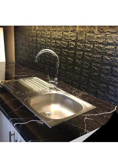 Nw06-70x500cm Kendinden Yapışkanlı Siyah Tuğla Desen 3d Duvar Kağıdı Paneli Tek Parça Diğer