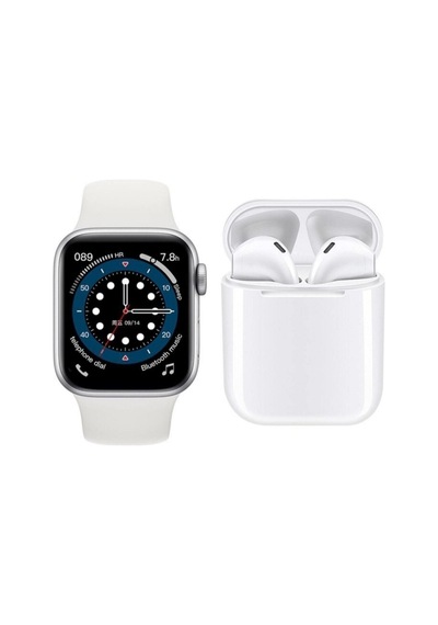 T500 Saat Smart Watch Ve I12 Tws Kablosuz Kulaklık Beyaz İkili Kombin
