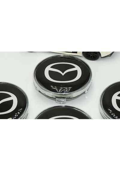 Mazda Jant Göbeği Gümüş Siyah Kapak Seti 60mm