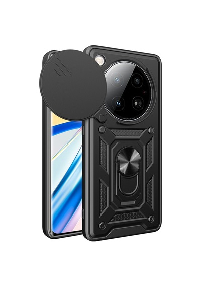 Teleplus İnfinix Zero 40 5g Kılıf Magnetik Standlı Kamera Korumalı Slide Sürgülü Cover Kapak Siyah