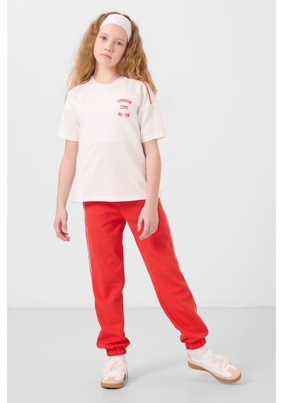 Tommylife Ekru-fiesta O Yaka Baskılı Lastik Paçalı Standart Fit Kız Çocuk Eşofman Takım - 75186 Ekru/fiesta Ekru - Kırmızı