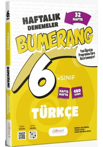 Günay 6.sınıf Türkçe 32 Haftalık Deneme Bumerang
