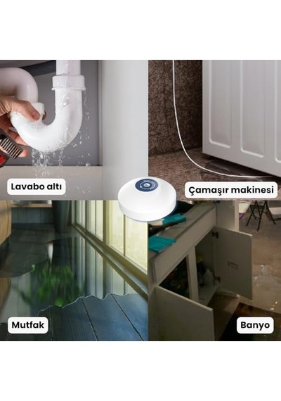 Wifi Su Baskını Sensörü - Dahili Alarmlı Tuya, Smart Life Uyumlu