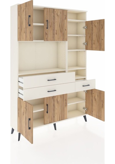 Arges Dolap 10 Raflı 3 Çekmeceli 6 Kapaklı 132x30x195 Aytaşı-... Aytaşı