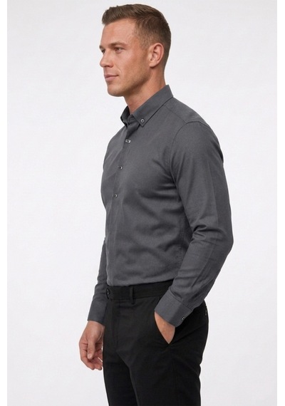 Deep Sea Deepsea Antrasit Slim Fit Likralı Kolay Ütülenebilir Gizli Düğmeli Erkek Gömlek 2602614 Deep Sea Deepsea Antrasit Slim Fit Likralı Kolay Ütülenebilir Gizli Düğmeli Erkek Gömlek 2602614