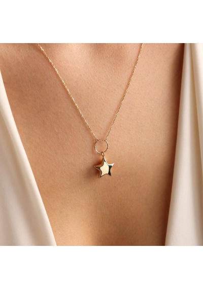 14 Ayar Altın Choker Kolye Yıldız Form