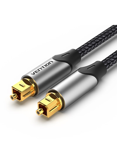 Vention Dijital Optik Fiber Ses Kablosu Toslink Spdıf Örgülü Alüminyum Alaşım - Gri 2m