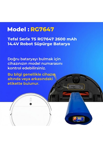 Tefal Serie 75 Rg7647 2600 Mah 14.4v Robot Süpürge Batarya