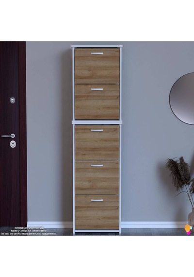 Modilayn Verve Antre 52x194x26 Cm 3 Düşer Kapak 10 Göz Bölme Ayakkabılık Meşe - Beyaz Modilayn Verve Antre 52x194x26 Cm 3 Düşer Kapak 10 Göz Bölme Ayakkabılık Meşe - Beyaz