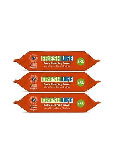 Freshlife Hasta Vücut Temizleme Islak Mendil Havlu 50 Yaprak Xl 3 Li Set 2xl L