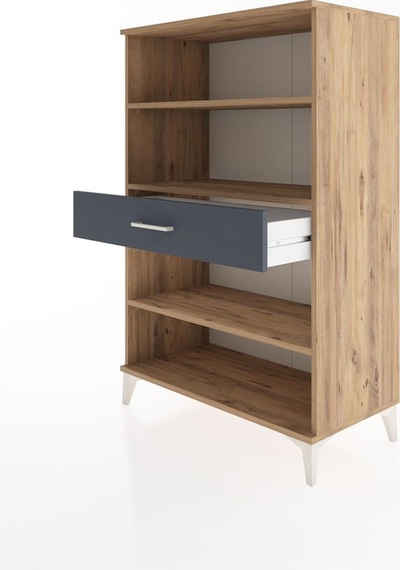 Hyperion Dolap 3 Raflı Tek Çekmeceli 88x44x134 Çam-antrasit Çam