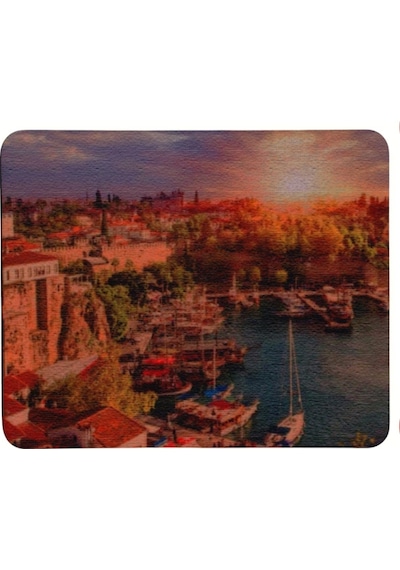 Antalya Yat Limanı Desenli Kaymaz Taban Optik Bilgisayar Notebook Mouse Pad Maus Ped 17,5x21,5cm