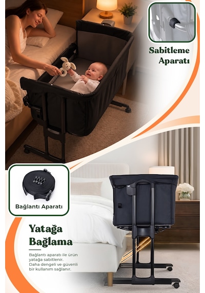 Prego Regnum Anne Yanı Beşik Siyah 4095