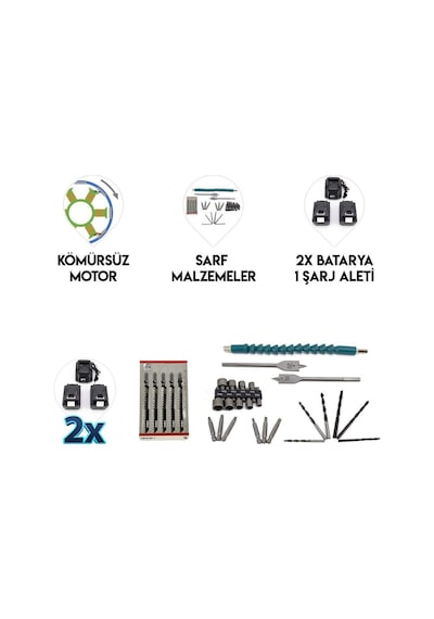 Prohummer Ph270 Akülü Kömürsüz Motor İkili Set Dekupaj Testere + Vidalama Matkap