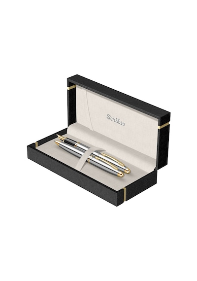 Scrikss Isminize Özel 88 Gold Krom Tükenmez+Dolma Kalem Set