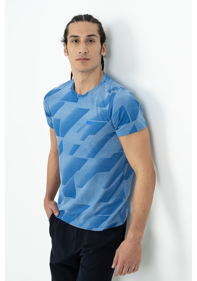 Maraton Sportswear Regular Erkek Bisiklet Yaka Kısa Kol Basic Saks T-Shirt 21629-Saks