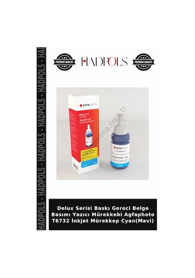 Delux Serisi Baskı Gereci Belge Basımı Yazıcı Mürekkebi Agfaphoto T6732 İnkjet Mürekkep Cyan Mavi