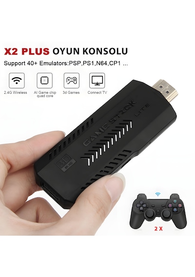 X2 Plus Game Stick Güncellenmiş Sürüm Oyun Kartı İyileştirilmiş, Retro i Oyun Konsolu