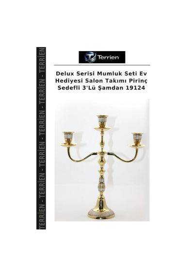 Delux Serisi Mumluk Seti Ev Hediyesi Salon Takımı Pirinç Sedefli 3'lü Şamdan 19124 Çok Renkli