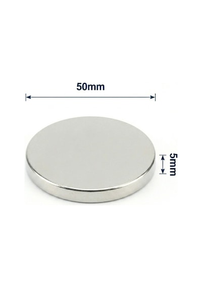 2 Adet - 50x5 Mm Neodyum Mıknatıs Neodim Magnet Yuvarlak