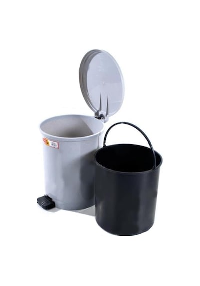 Tr Sy-4219 Gri Pedallı Yuvarlak Çöp Kovası İç Kovalı 40 Litre