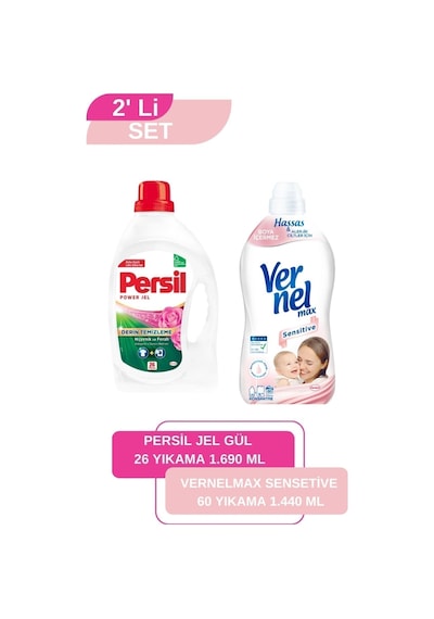 Vernel Max Sensitive 1,44l + Persil Jel Gül 26 Yıkama set-hnkdtj-5140-5998