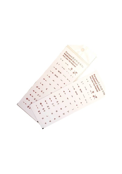 Korece Klavye Etiketleri - Şeffaf Arka Planlı Kırmızı Harfler - Korean Keyboard Sticker