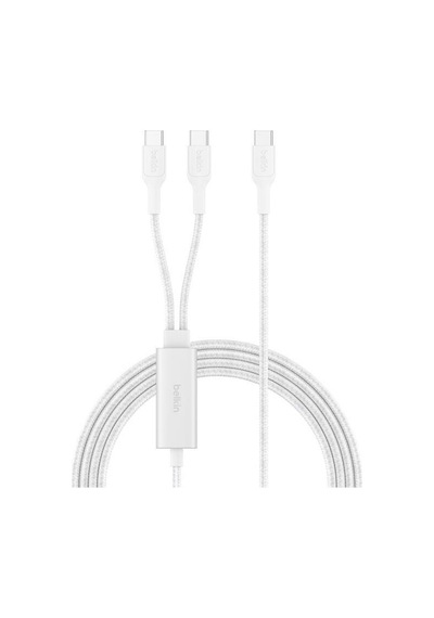 Belkin Cac004hq1.5mwh Boostcharge Pro 140w Usb-c To Dual Usb-c Örgülü Kablo 1.5m - Beyaz
