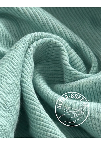 Alya Underwear Pamuklu Kaşkorse V Yaka Body Sweatshirt, Fitilli Kumaş Likralı Bluz, Asker Yeşili Badi Okaliptus