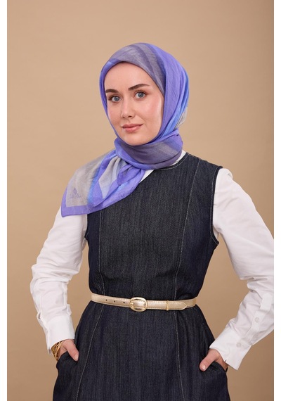 Silk Home Olinda İpek Eşarp 47005-01 Gümüş, Mor, Mavi, Koyu Mor