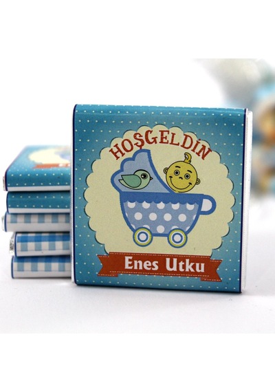 Dark Brown Hoşgeldin Bebek Çikolatası İsim Yazılabilen Hediye Çikolata EBK9 150 Adet