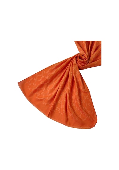 Mim Eşarp Işıl İpek - Pamuk Jakarlı G Desen Şal 75x190 Cm Oranj