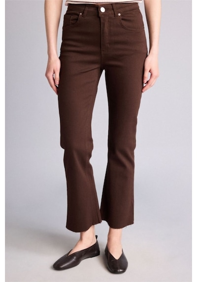 Defacto Crop Flare Fıt Yüksek Bel Bilek Boy Jean Pantolon H8501ax26spbn336 Kahve-bn336