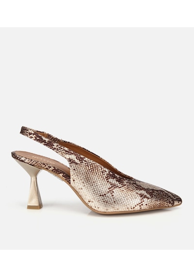 Hotiç Kadın Deri Gold Arkası Açık Kısa Topuklu Stiletto 01ayh323410a540 01ayh323410a540