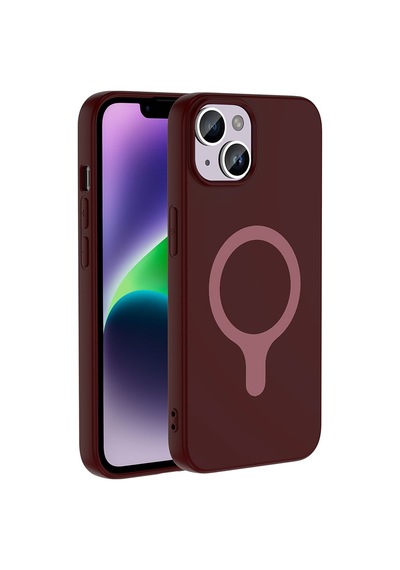 Maks Technology iPhone Uyumlu 13 Kılıf M-safe Şarj Özellikli Mkst Aris Silikon Kapak - Mürdüm