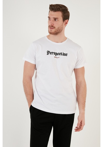Buratti Pamuklu Slim Fit Bisiklet Yaka Erkek T Shirt 541Perspective Beyaz