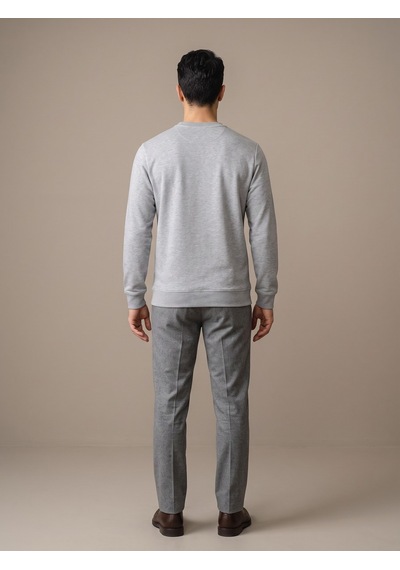 Maccali Erkek Gri Melanj İki İplik Bisiklet Yaka Sweatshirt